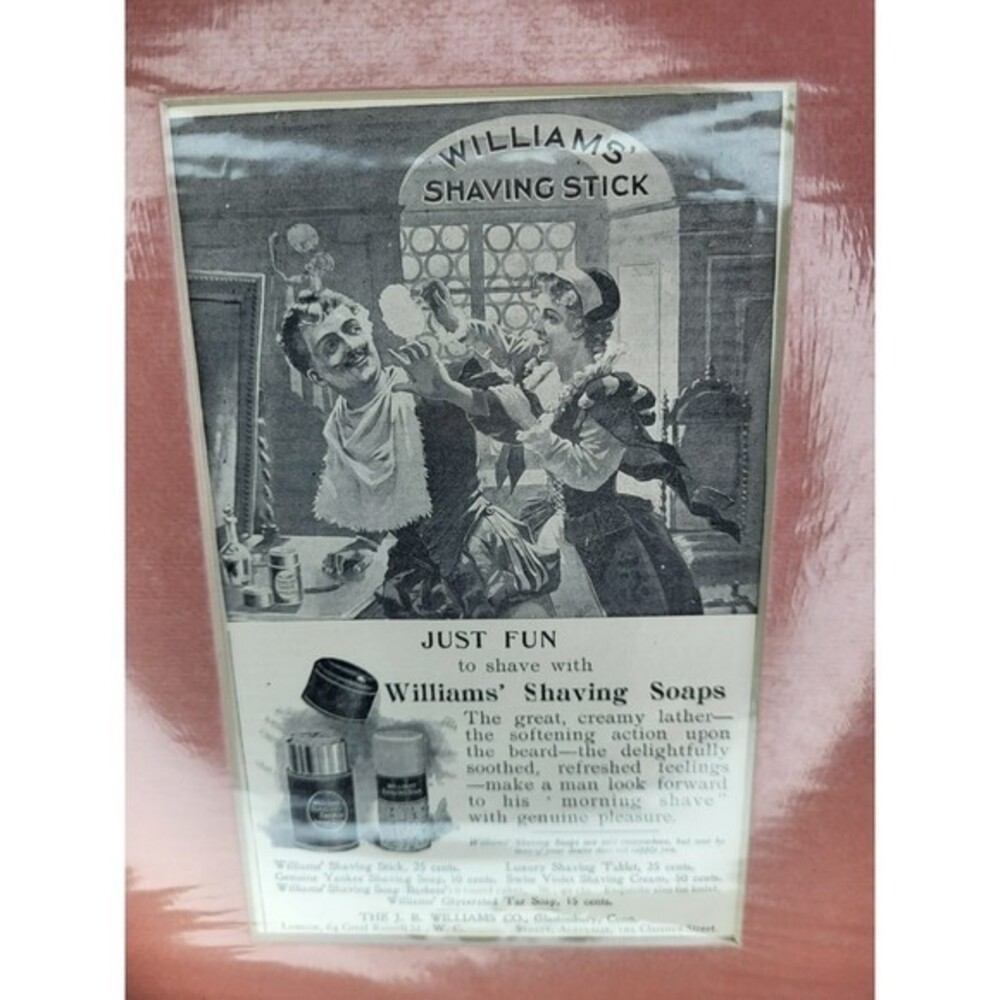 1898 Williams Shaving Stick Advertisement Antique Barber Print Vintage